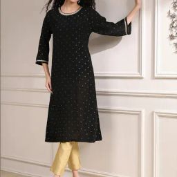 Biba Black Straight Fit Printed Kurta With Inner-picture-17
