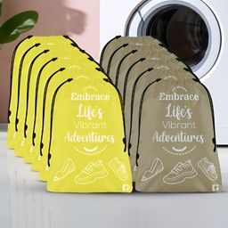 Aura Yellow & Brown 12 Pieces Printed Foldable Water Resistant Multi-Utility Laundry Bags-38
