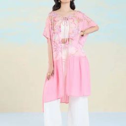 Navyasa By Liva Pink Relaxed Fit Floral Print Shrug-image-10