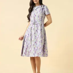 Allen Solly Purple Regular Fit Floral Print Dress-picture-18
