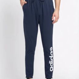 Adidas Blue Cotton Regular Fit Logo Printed Sports Trackpants-image-73
