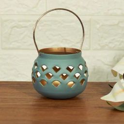 Living Scapes by Pantaloons Green Iron T-Light Candle Holder-17