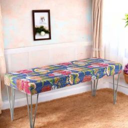 Ikiriya Belmont Blue Sheesham Wood Mid Century Bench-image-97