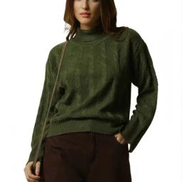 Allen Solly Green Solid Sweater-picture-24