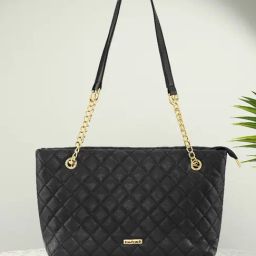 Fastrack MTO MTS Black Quilted Medium Tote Handbag-20