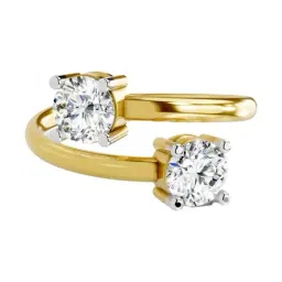 Sparkles Yellow Gold Lab Grown 2 Diamond 14KT 1ct Open Ring For Women-image-40