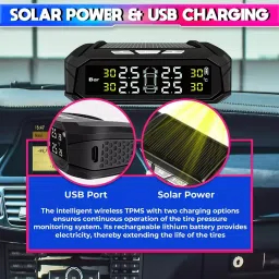 Amici Auto Wireless Tyre Pressure Monitoring System with External Sensor for 4-Wheelers Cars, SUVs, Light Trucks Black image 4