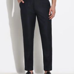SHOWOFF Charcoal Straight Fit Stripes Formal Trousers-image-90