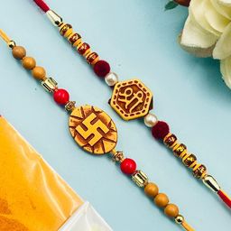 TANAIRA Set Of 2 Artificial Stones Studded & Beaded Thread Rakhis-image-2