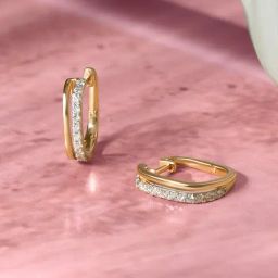 Mia by Tanishq Dazzling Square 18k Gold & Diamond Hoop Earrings for Women-image-48