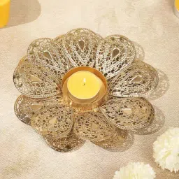 Living Scapes by Pantaloons Silver Iron T-Light Candle Holder-image-67