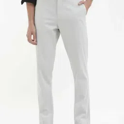 Rare Rabbit Grey Regular Fit Solid Trousers-image-17