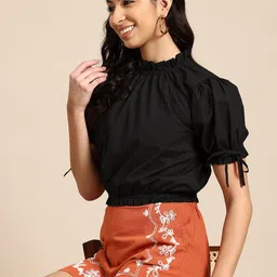 Mast & Harbour Ruffled Cotton Blouson Top-25