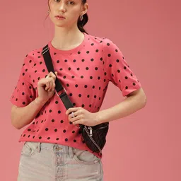 DressBerry Polka Dot Printed Pure Cotton T-shirt-14