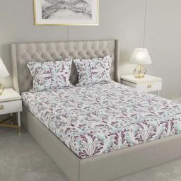 Raymond Home Shubham Purple 120 TC Cotton King Bedsheet with 2 Pillow Covers-image-92
