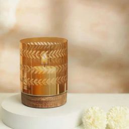 Living Scapes by Pantaloons Gold Glass & Wood T-Light Candle Holder-21