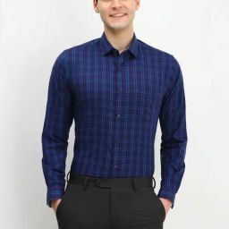 Allen Solly Navy Slim Fit Checks Shirt-image-61