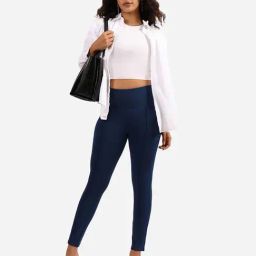 Blissclub Navy Blue Blended Regular Fit Pant-picture-19