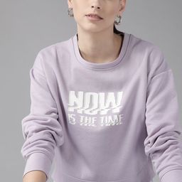 Roadster Women Lavender & White Typography Printed Sweatshirt-picture-56