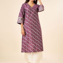 RANGMANCH BY PANTALOONS Ethnic Motifs Printed Flared Sleeves A Line Kurta-image-95