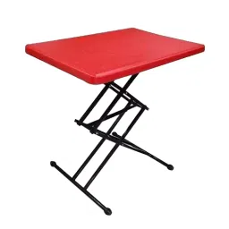 Burden Free Red Height-Adjustable Rectangular Multi-Purpose Contemporary Plastic Folding Table 9403-23
