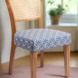 HABERE INDIA Blue & Beige Textured Wooden Accent Outdoor Chair-22