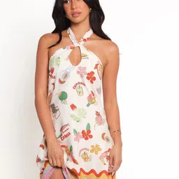 JC Mode Women Conversational Printed Halter Neck Casual A-Line Dress-image-84