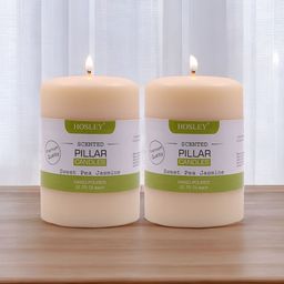 HOSLEY White & Off White 2 pieces Pillar Candle-image-2