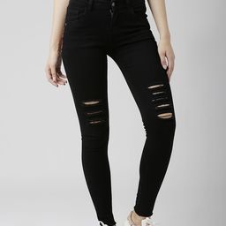 Miss Chase Women Black Slim Fit High-Rise Highly Distressed Stretchable Jeans-image-92