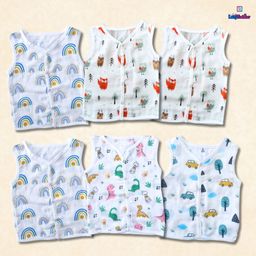 LazyToddler Cotton Organic Muslin Jhablas Pack Of 6 - Multicolor-image-12