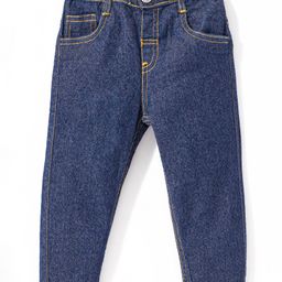 Babyhug Denim Washed Full Length Jeans With Stretch Solid Colour - Dark Blue-image-17