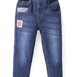 Babyhug Full Length Denim Washed Jeans with Patch - Blue-picture-39