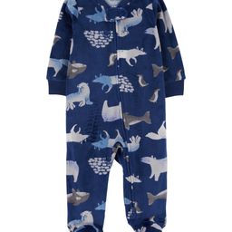 Carter's Knit Full Sleeves Dino Print Footed Sleep Suit - Navy Blue-image-92