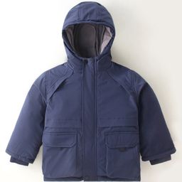 Kookie Kids Full Sleeves Solid color Hooded Jacket - Navy Blue-image-110