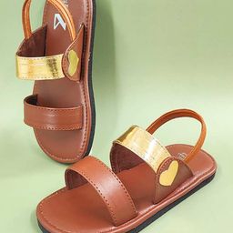 The Madras Trunk Heart Designed Colour Blocked Sandals - Brown-image-36