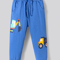 Bonfino 100% Cotton Knit Full Length Jogger With Vehicle Print - Blue-image-32