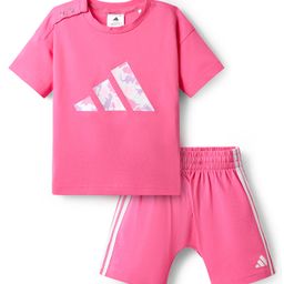 ADIDAS KIDS Cotton Knit Dino Printed T-Shirt & Shorts Set - Pink-image-24