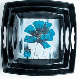 Superware Melamine Serving Tray Set Ink Blossom Matte (Set Of 3)-13