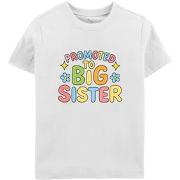 Zeezeezoo 100% Cotton Knit Rakhi Theme Half Sleeves Promoted To Big Sister Text Printed Tee - White-picture-33