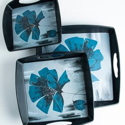 Superware Melamine Serving Tray Set Ink Blossom Matte (Set Of 3) image 2