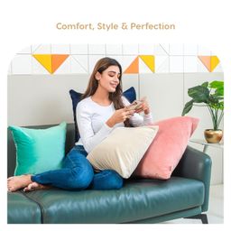 myarmor MY ARMOR Micro Fibre 18 x 18 inch Square Pillow Pack of 5 - Peach image 4