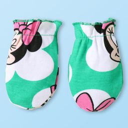 Babyhug Disney Interlock Knit Cap Mittens & Booties Set with Minnie Mouse Graphics Green - Diameter 10 cm image 5