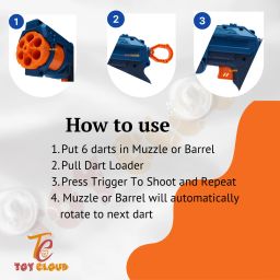 toy cloud Attacker 6 Darts Barrel Gun with 6 Soft Foam Darts, Rotating Bullet Shooting Gun Guns & Darts image 5