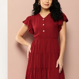 Ironic Creation Flutter Sleeves Tiered A-Line Dress image 4