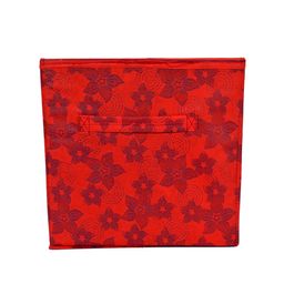 Kuber Industries Set Of 6 Red Printed Large Foldable Storage Boxes With Handle Replacement Drawer image 3