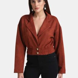 Kazo Rust Plain Crop Jacket-picture-0