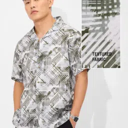 The Souled Store White Cotton Relaxed Fit Abstract Casual Shirts-image-97