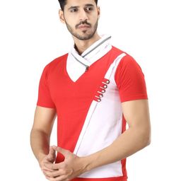 Black Collection Men Colourblocked V-Neck T-shirt-image-34