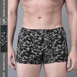 Dollar Bigboss Assorted Cotton Regular Fit Printed Trunks - Pack Of 5-image-82