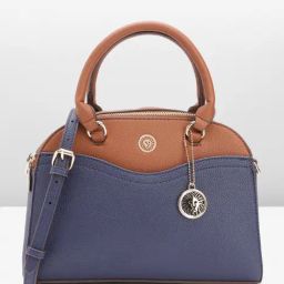 Anne Klein Navy & Brown Color Block Handbag-image-82